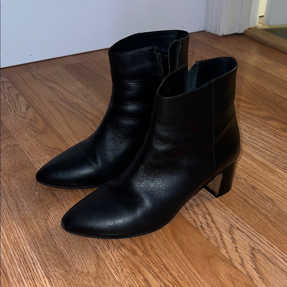 Sleek Black Leather Ankle Booties